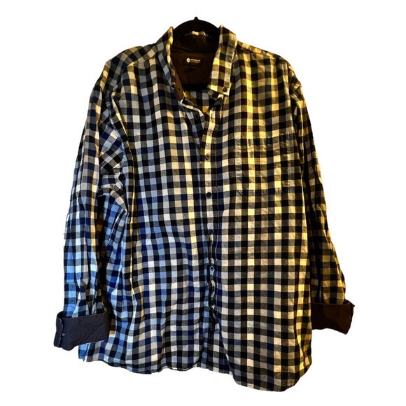 𝅺HAGGAR Clothing Blue Plaid Dress Shirt Sz XXL - Picture 1 of 10